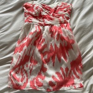 Shoshanna - Strapless Dress with “corset” - pink and white - size 4